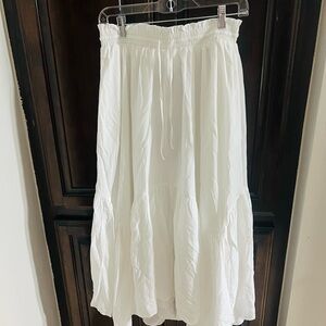 Scarlet Darkness White Tiered Midi Skirt Medium NWT boho renaissance